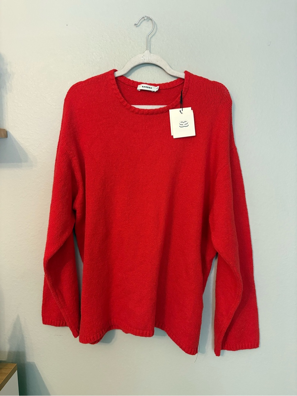 Sandro Men's Bright Red Crewneck Sweater